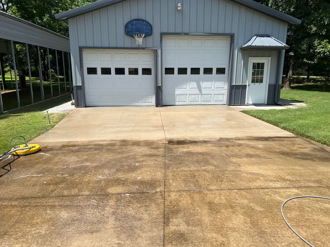 Clean driveway after pressure washing